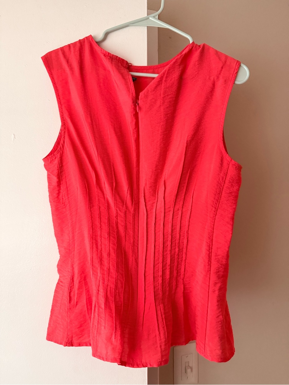 Anthropologie Vibrant Red Pintuck Sleeveless Blouse